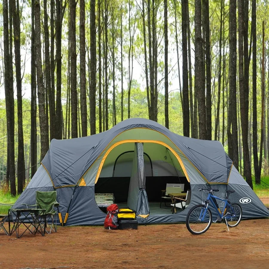 Camping Tent 10PersonFamily Tents Parties Music Festival Tent Big Easy Up 5 Large Mesh Windows Double Layer 2 Room Waterproof W