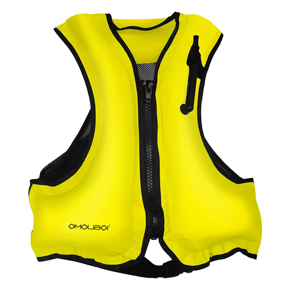 Portable Swim Jacket Adjustable Inflatable Buoyancy Vest Breathable Floating Life Vest for Snorkeling Swimming Kayaking Boating
