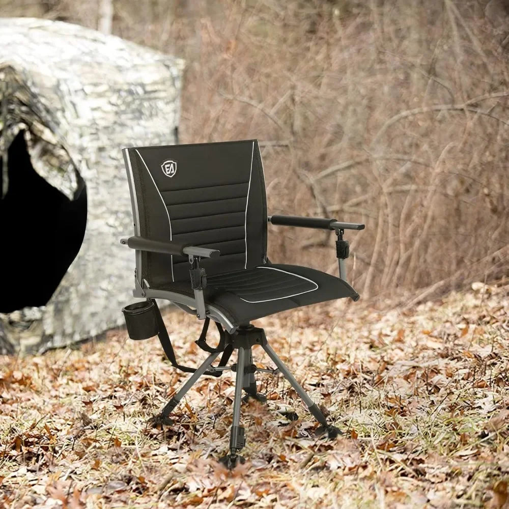 Customizable 360° Silent Swivel Hunting Chair for Blinds, Adjustable Folding Hunting Seats for Outdoor Activities, Fishing, Supp