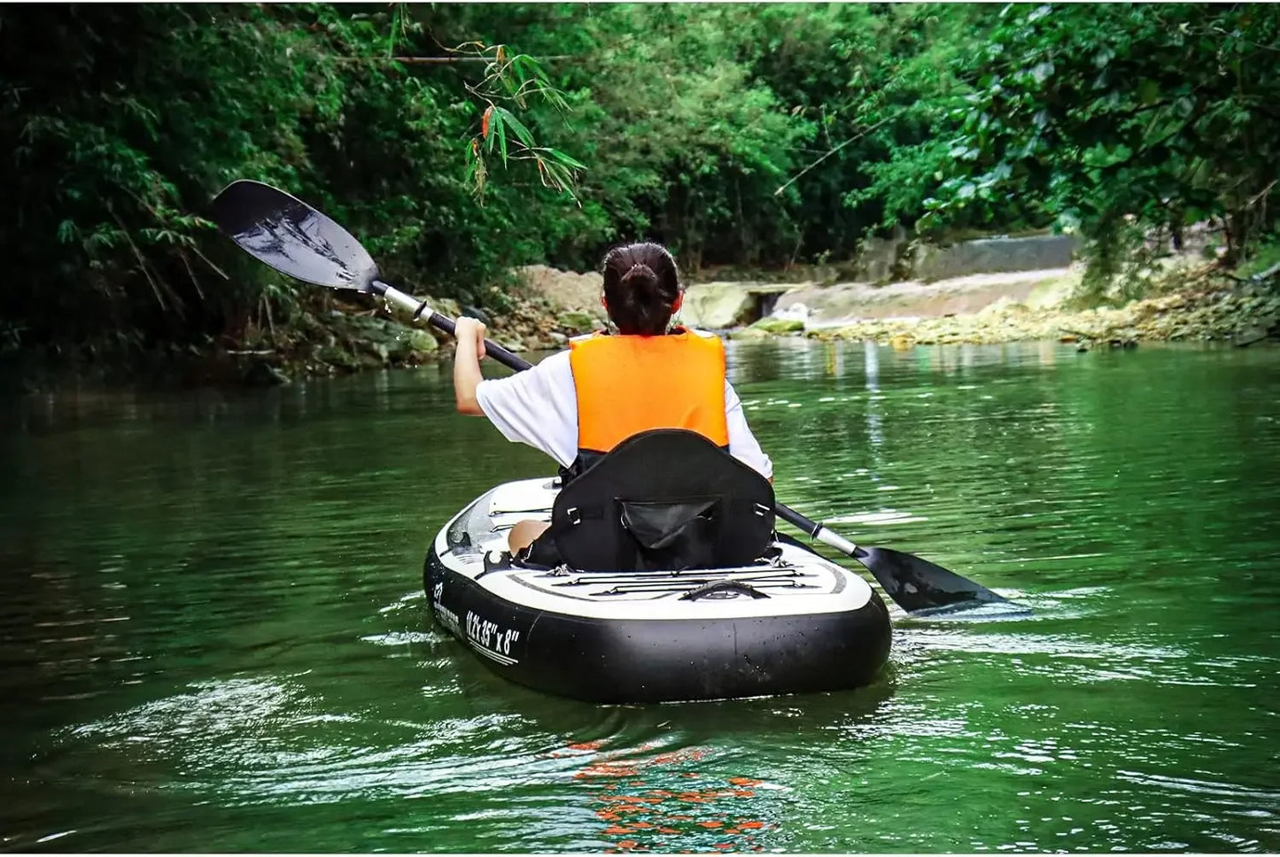 10.2'x35''x8'' Inflatable Kayak with Seat, SUP-Kayak Set Includes Hand Pump/Aluminum Oar/Backpack, Boat for
