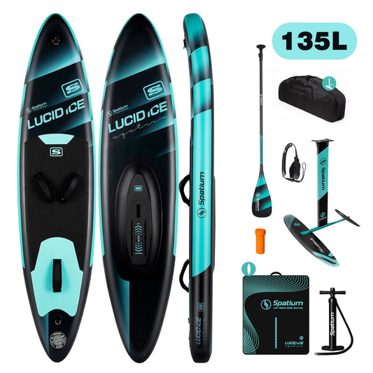 Spatium Inflatable Downwind Board Unpowered Versatile Inflatable Surfing SUP Downwind Board for 112L/124L/135L/150L Water Sports