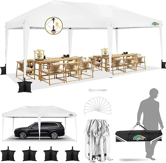 Canopy 10x20 Pop Up Canopy Tent 10x20ft Waterproof Easy Up Tents for Parties Wedding Outdoor Commercial Event Gazebo Portable I