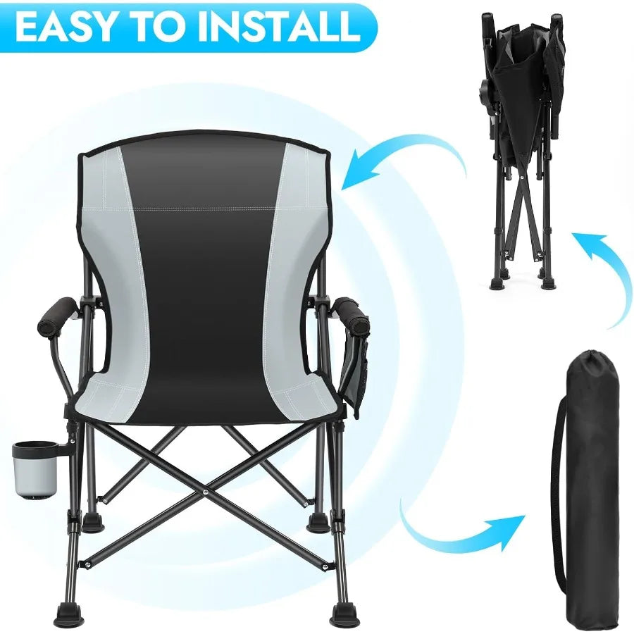2 Pack Oversized Folding Camping Chair for Adults with 450 LBS Weight Capacity Heavy Duty Design Featuring Side Pockets Foldabl