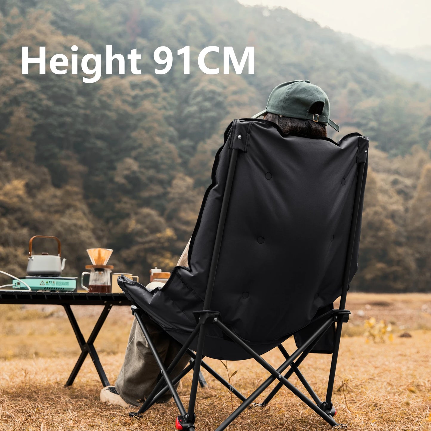 BISINNA Portable Camping Moon Chair High Back Folding Chair Backrest Adjustable Outdoor Leisure Hiking Fishing Picnic