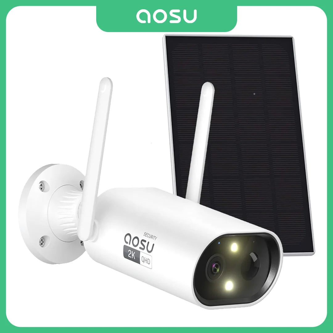 AOSU 1/2/4 pcs Wifi Solar Camera 100% Wire-free Outdoor Built-in Battery Security Camera Color Night Vision 2-Way Audio CCTV Cam