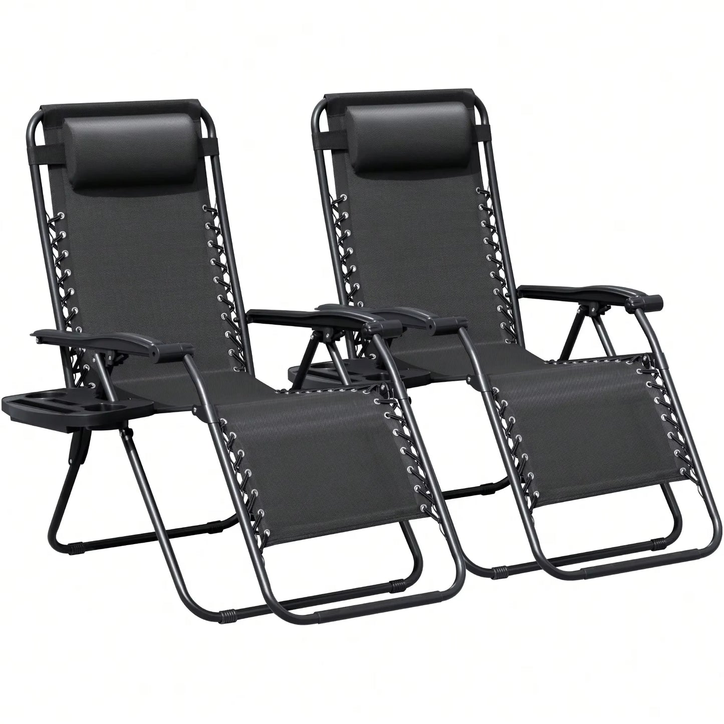 Zero Gravity Chairs 2 Pack, Foldable Outdoor Reclining Lounge Chairs with Headrest for Patio Lawn, Beige