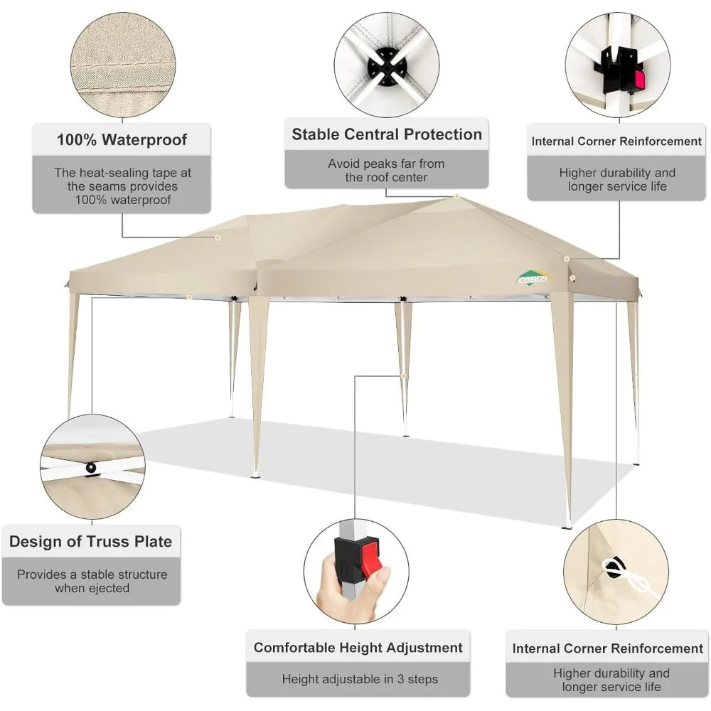 Canopy 10x20 Pop Up Canopy Tent 10x20ft Waterproof Easy Up Tents for Parties Wedding Outdoor Commercial Event Gazebo Portable I