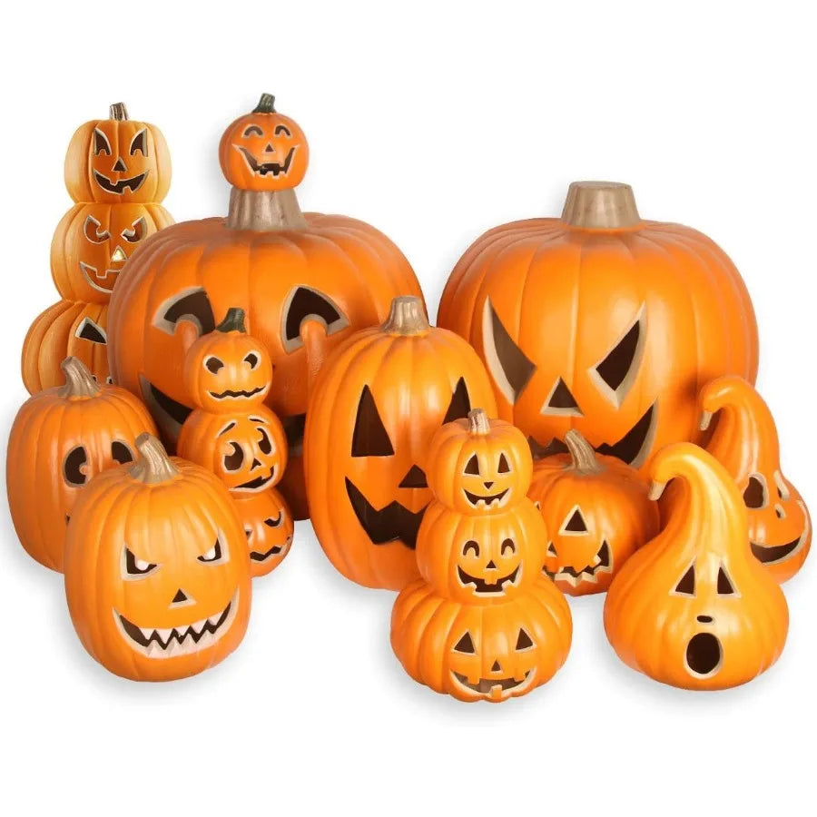 Halloween Jack o Lanterns Light Up Pumpkin Decorations with LED Bulb for Indoor and Outdoor Use 16in Large Lighted Pumpkin Deco