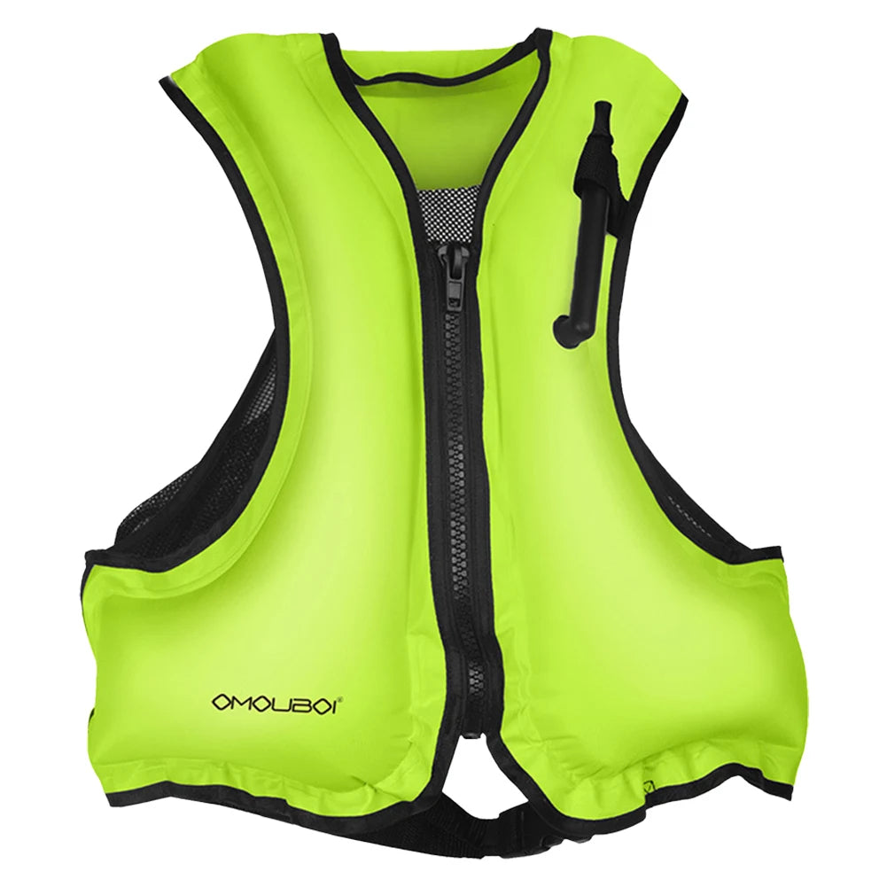 Portable Swim Jacket Adjustable Inflatable Buoyancy Vest Breathable Floating Life Vest for Snorkeling Swimming Kayaking Boating