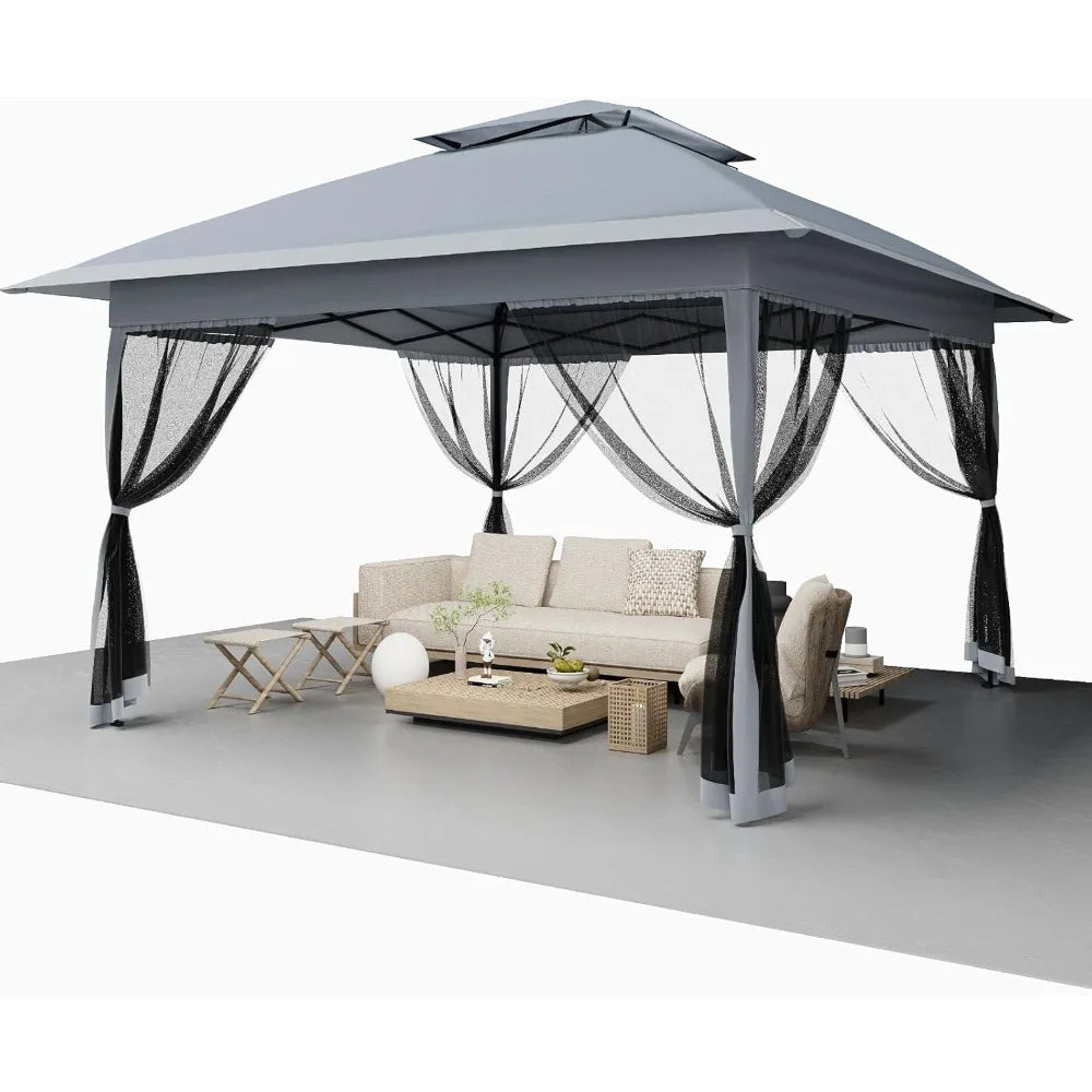 13x13 Pop Up Gazebo with Mosquito Netting & UPF 50+ Waterproof Canopy Tent,Outdoor Patio Gazebo,Backyard Tent for Party,Wedding,
