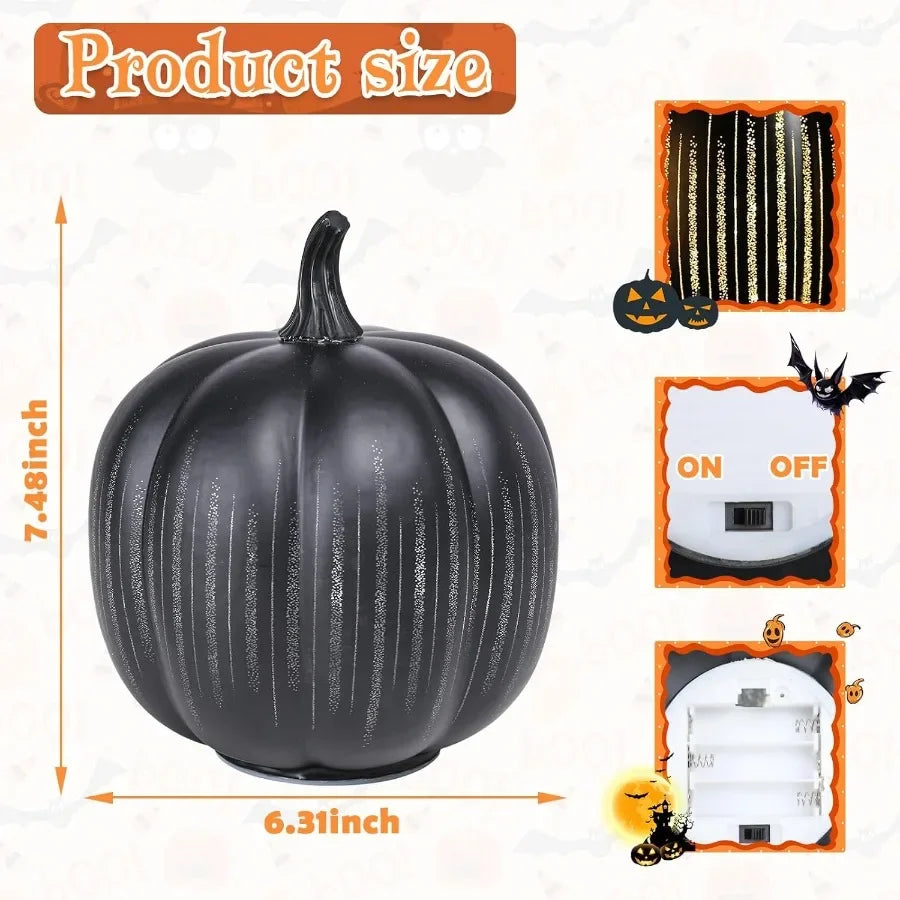 Starry Night Glass Pumpkin Lights Illuminated Light Up Fall Pumpkins Table Lamps Indoor Home Decoration for Thanksgiving Hallow