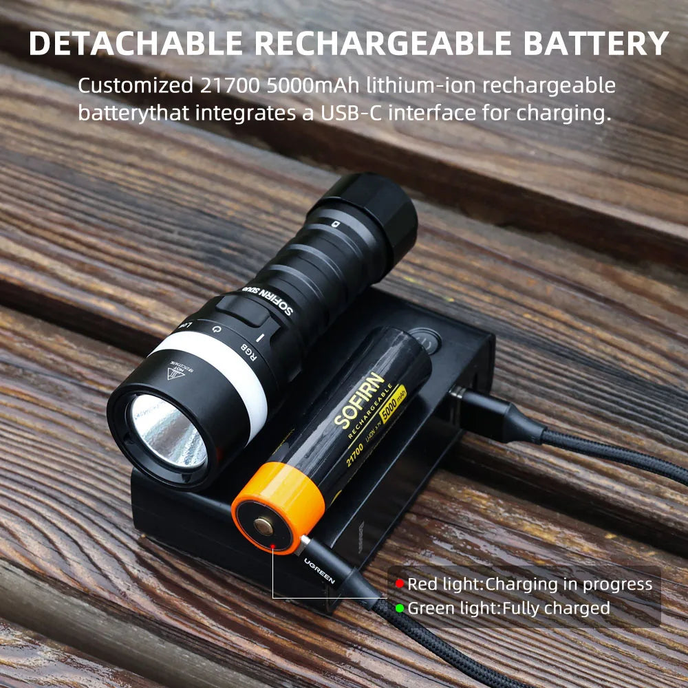 Sofirn SD08 3200lm Range 385m Diving Flashlight Powerful Rechargeable 21700 Underwater Deep Flashlight with 360° RGB Indicator