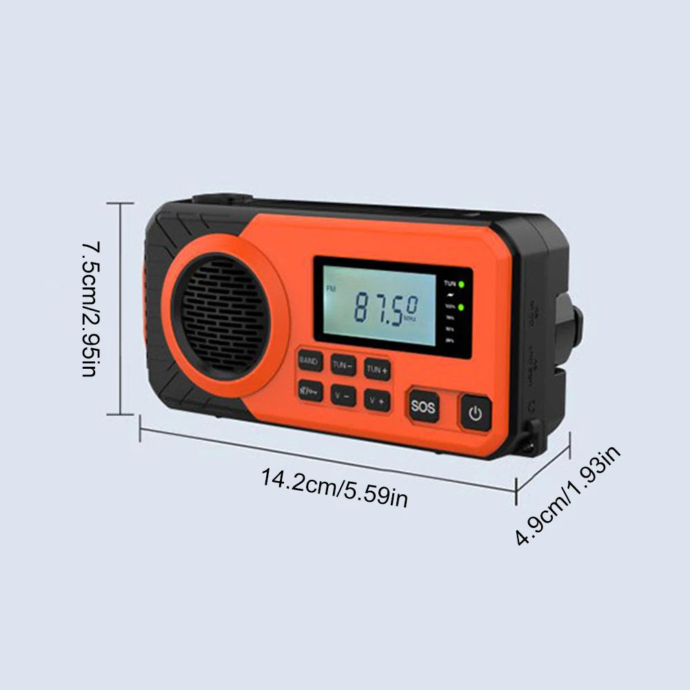 AM/FM/SW Hand Crank Emergency Radio Solar Powered Radio with BT SOS Alarm &LED Flashlight & 4000mAh Power Bank for Outdoor Camp