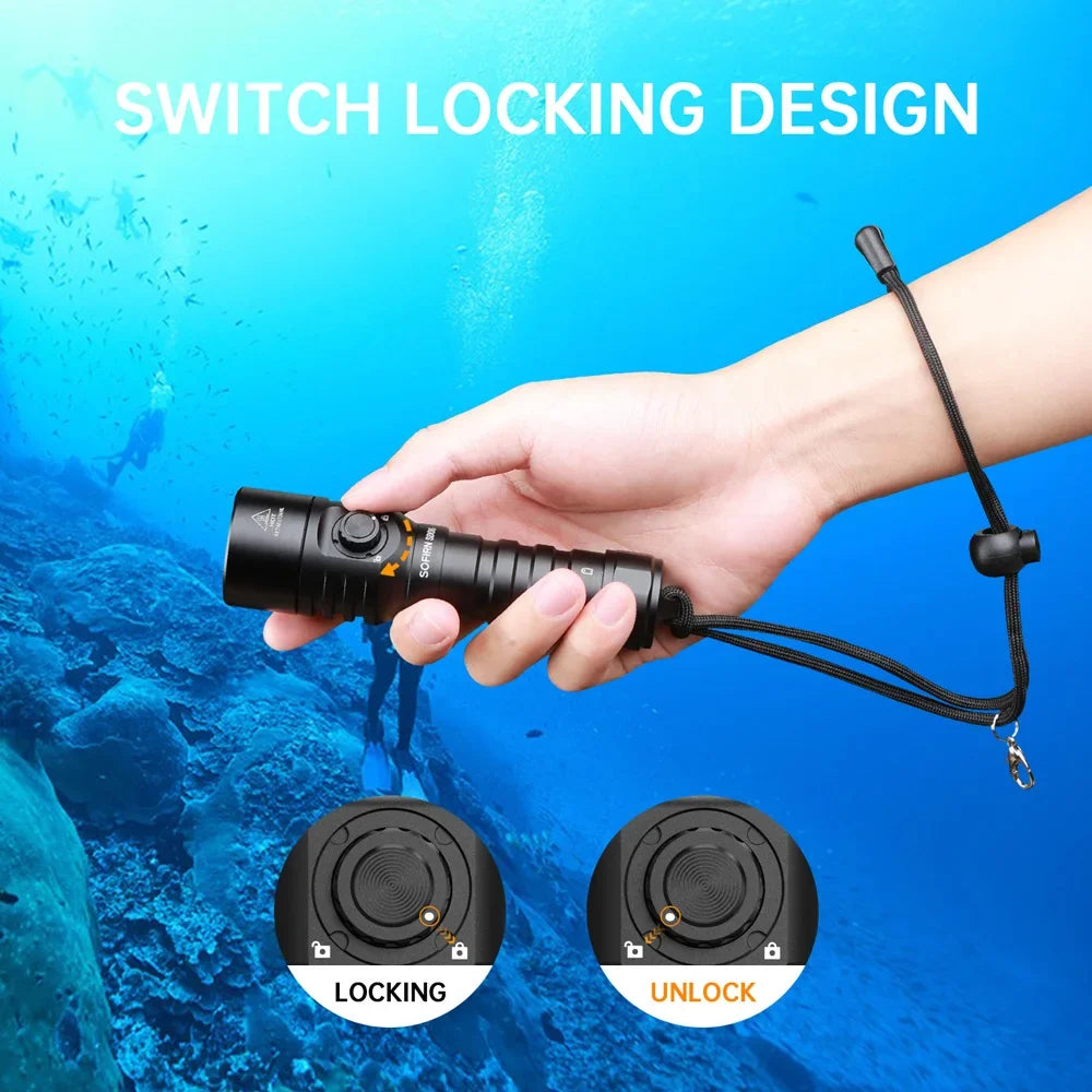 Sofirn SD06 3200lm Diving Flashlight SFT70 LED Light Rechargeable Underwater Deep Scuba Torch Dive  Powerful 21700 Under 100M