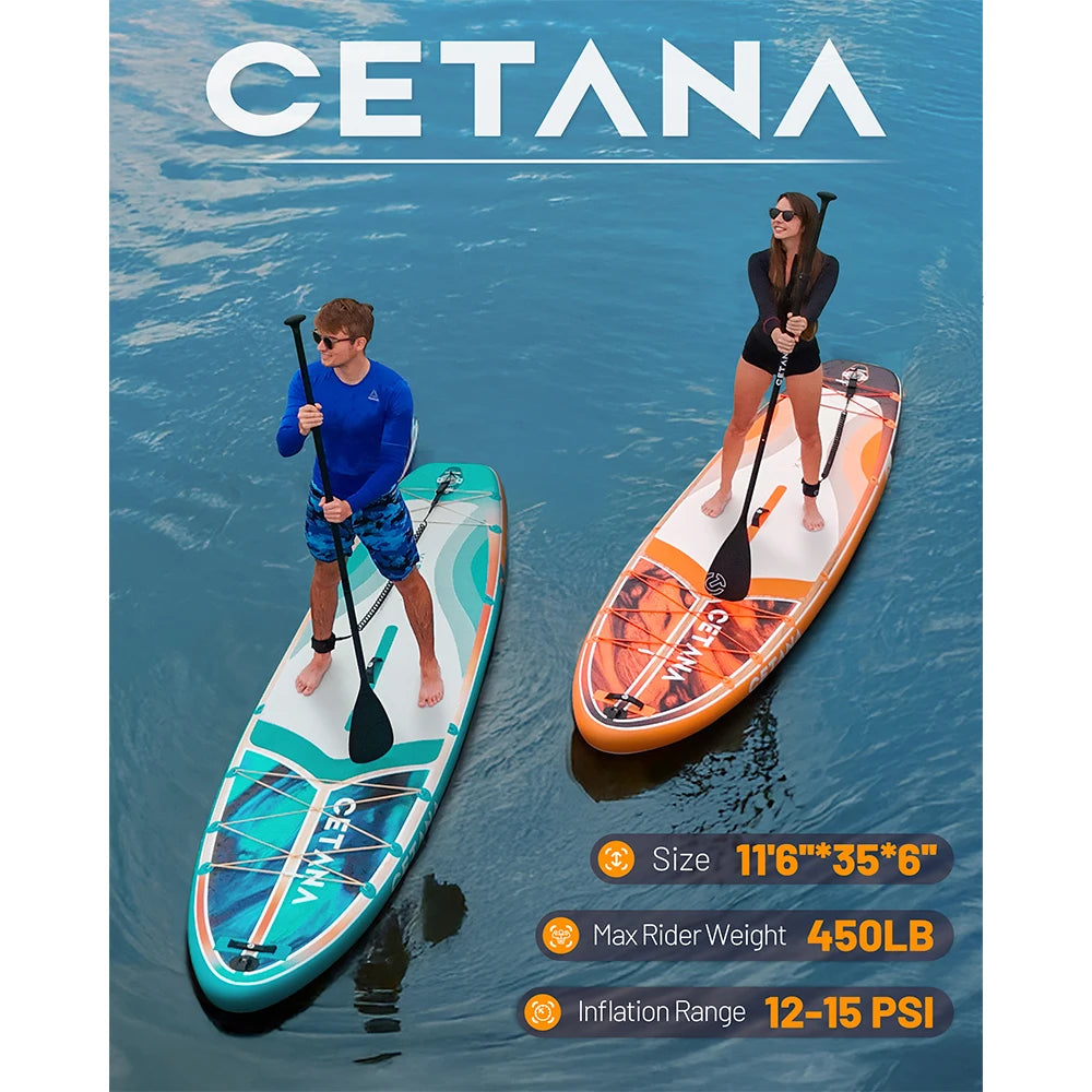 CETANA SUP Waterproof Inflatable Paddle Board 11'6'x35'x6' Standing Style Aquatic With Fishing Accessories SUB Board
