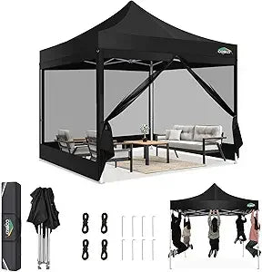 10x10 Canopy Tent, Heavy Duty Pop up Canopy with Sidewalls, Waterproof Easy Setup Canopy with Mosquito Netting, Outdoor Instant