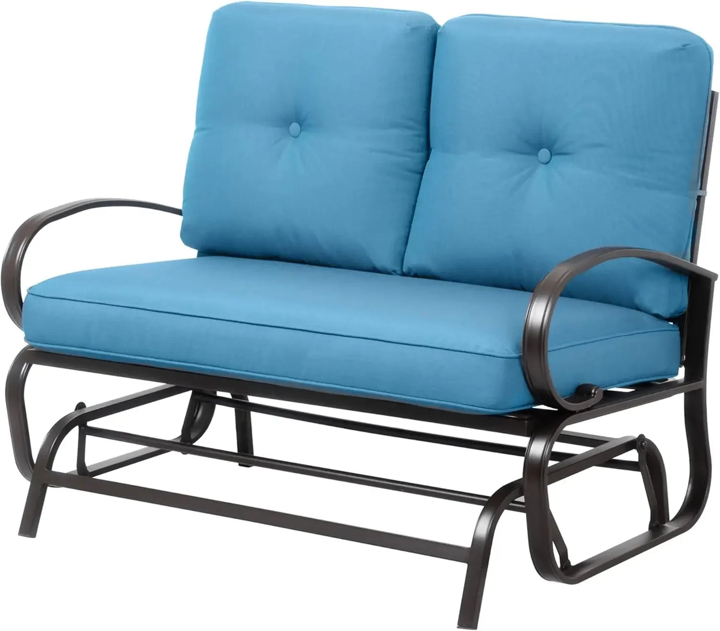 Outdoor Metal Swing Glider Bench – Steel Frame Loveseat for Patio, Garden & Porch with Comfortable Cushions for Relaxation