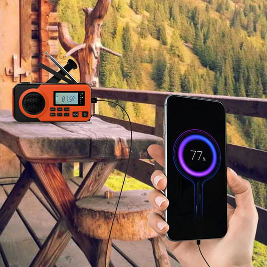 AM/FM/SW Hand Crank Emergency Radio Solar Powered Radio with BT SOS Alarm &LED Flashlight & 4000mAh Power Bank for Outdoor Camp
