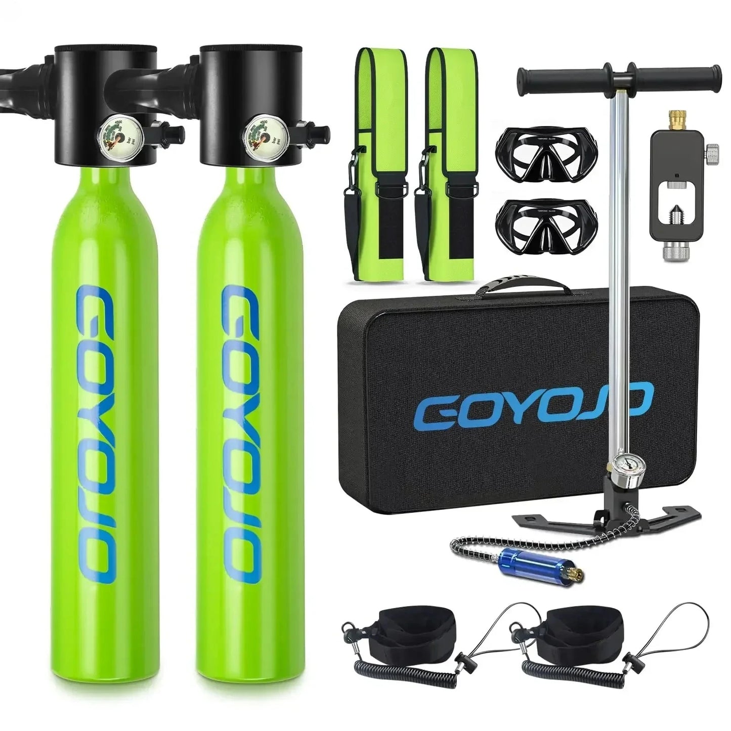 0.5L Mini Scuba Tank with Pump, Portable Diving Tank, Lung Tank Kits with 3000 PSI Max Pressure, Reusable Scuba Diving Kit Gear