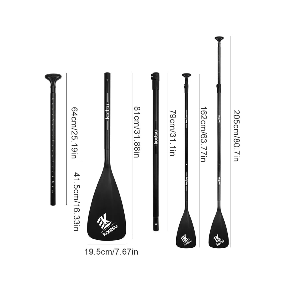 3-Piece Kayak Boat Paddle Adjustable Length Detachable SUP Paddle Stand Up Paddleboard Paddles for Outdoor Water Sports