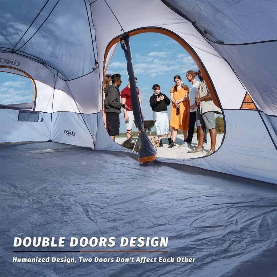 Camping Tent 10PersonFamily Tents Parties Music Festival Tent Big Easy Up 5 Large Mesh Windows Double Layer 2 Room Waterproof W
