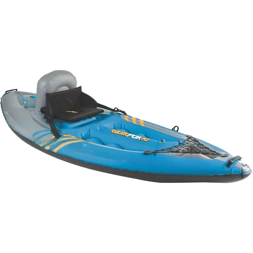 outdoors-Tool QuickPak K1 1-Person Inflatable Kayak, Kayak Folds into Backpack with 5-Minute Setup,21 Gauge PVC Construction,Blu