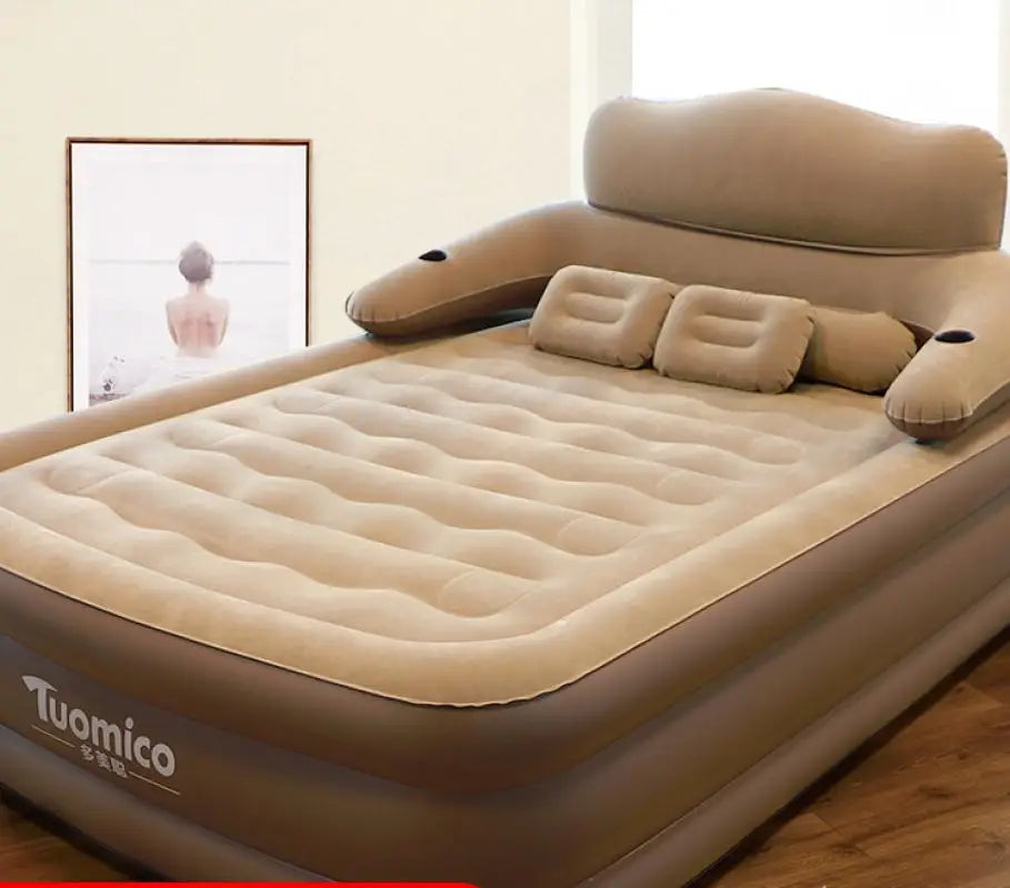 Camping Air bed with Backrest Camping Folding Home Indoor Outdoor 2 Persons Inflatable Mattress Air Cushion 48cm High Bed