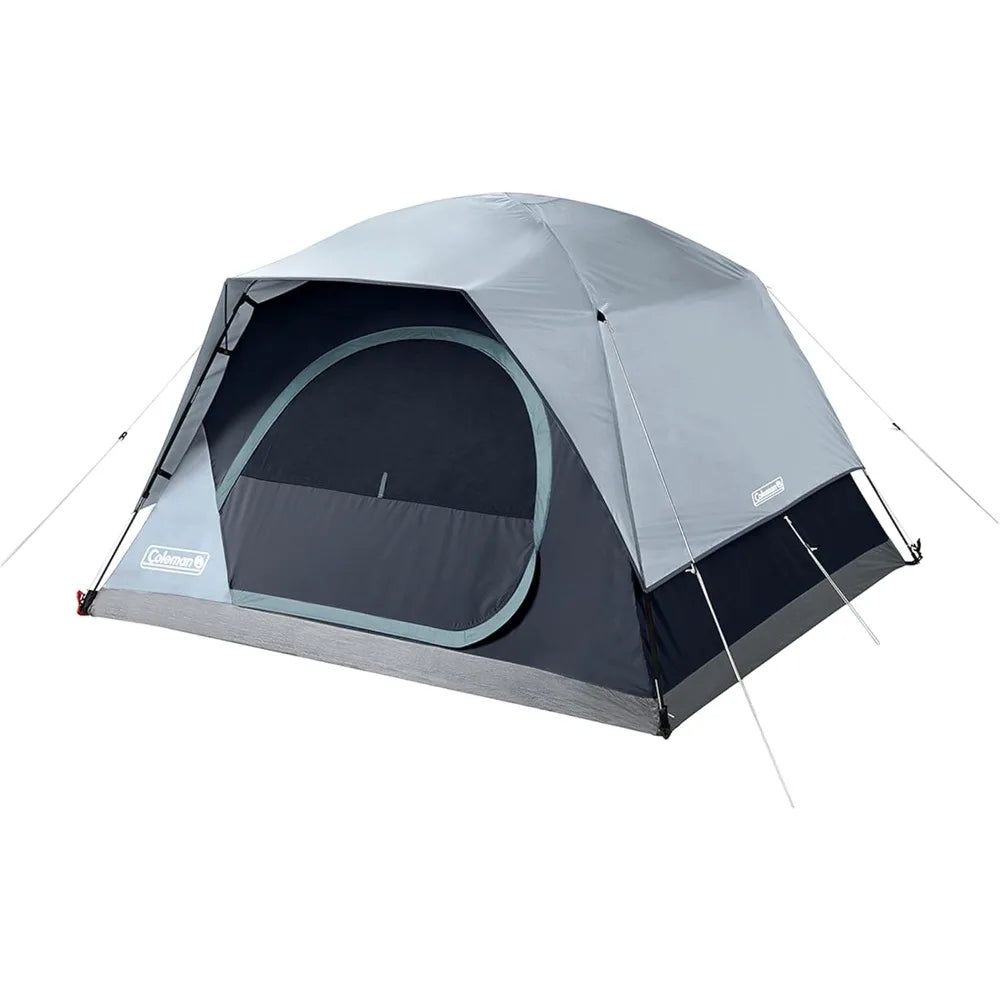 Coleman Skydome LED-lit Camping Tent for 4-8 People, Weatherproof with Pre-attached Poles, Rainfly, and Carry Bag