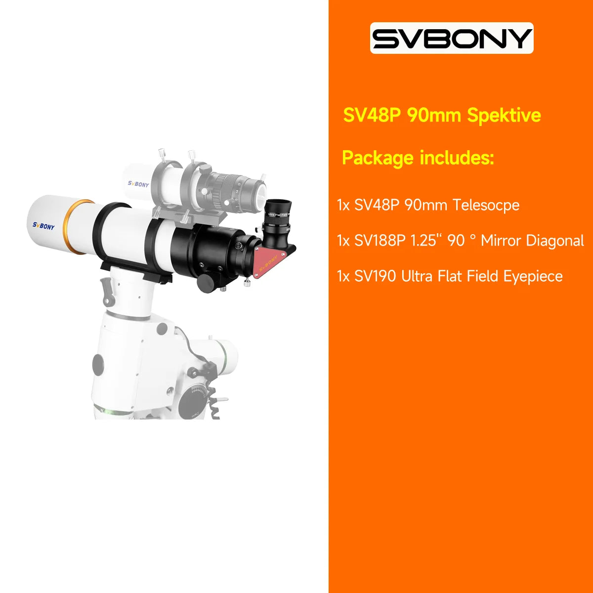 Svbony SV48P 90mm Aperture OTA Astronomical Telescope Dual Speed Focuser, F5.5 Refractor for Deep Sky Astrophotography