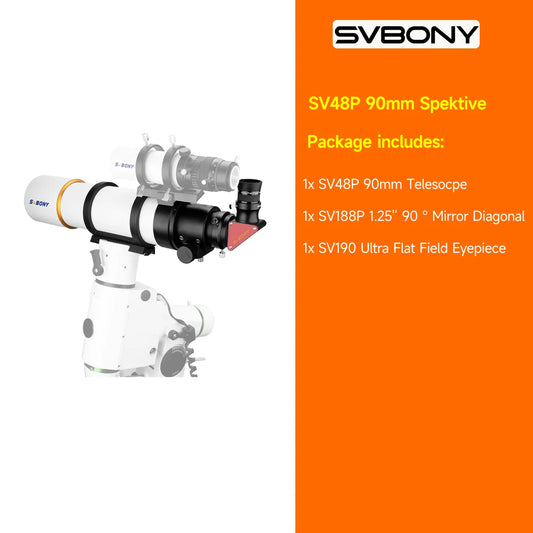 Svbony SV48P 90mm Aperture OTA Astronomical Telescope Dual Speed Focuser, F5.5 Refractor for Deep Sky Astrophotography