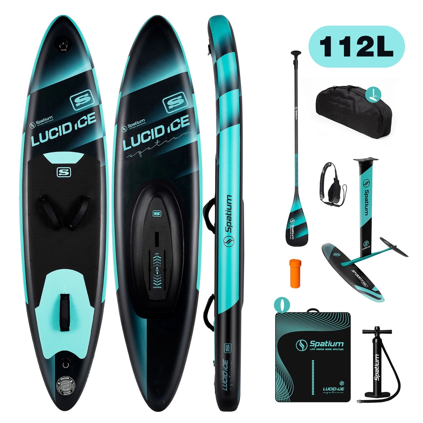 Spatium Inflatable Downwind Board Unpowered Versatile Inflatable Surfing SUP Downwind Board for 112L/124L/135L/150L Water Sports