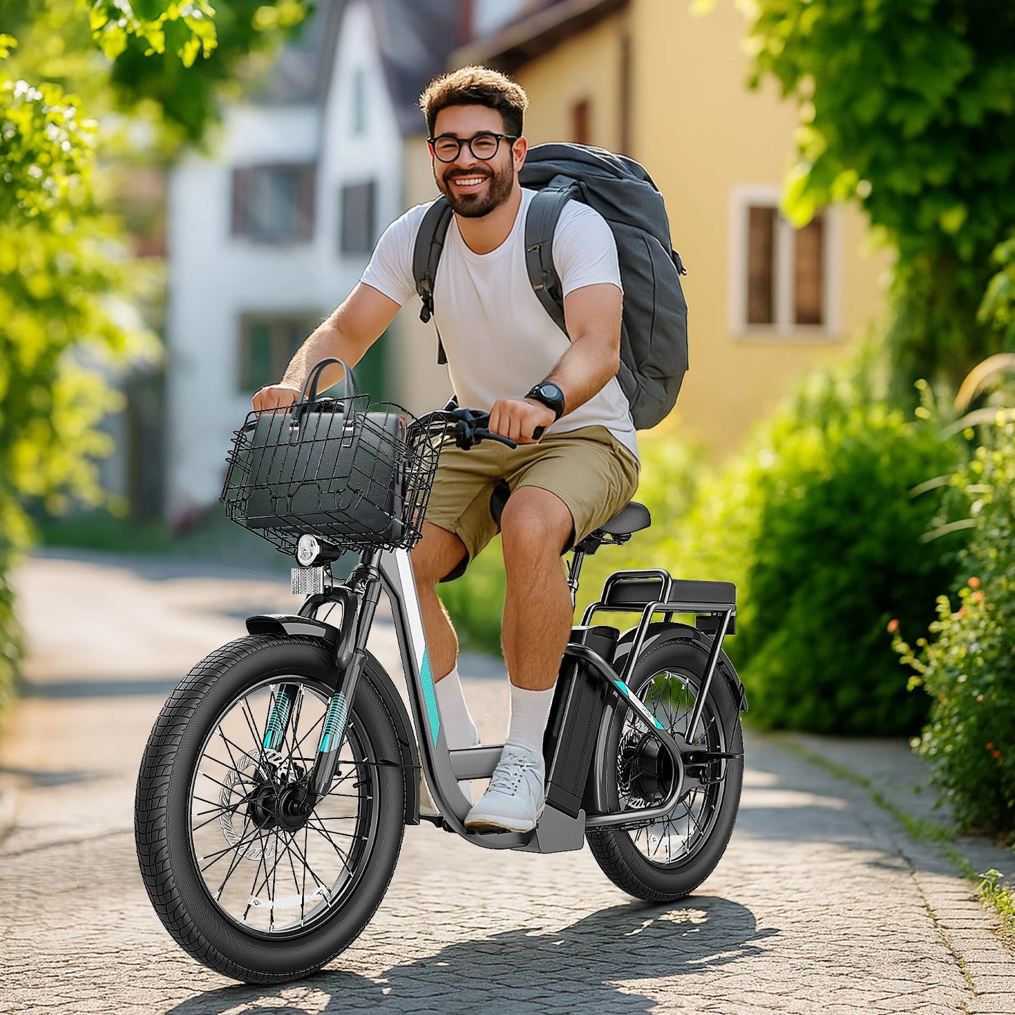 Electric Scooter with Seat, 48V Removable Battery E-Bike, Up to 30Miles&20MPH, 500/800/1200W Motor, 20" Fat Tire Adult Electric