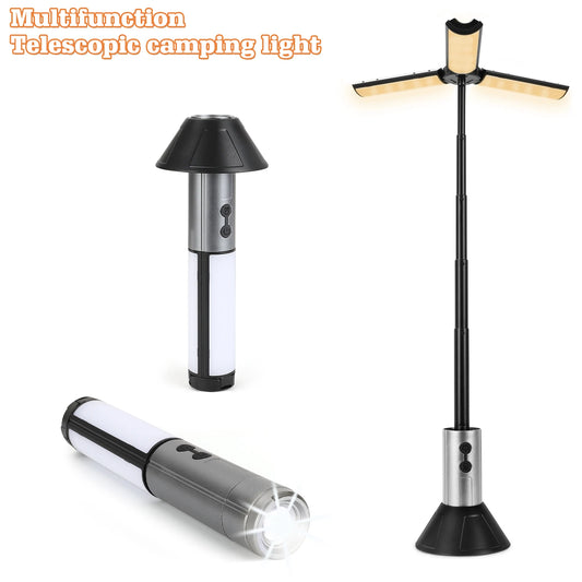 2-in-1 Rechargeable Camping Lantern & Flashlight, Telescopic Design with Hook, Multi-Use Outdoor Emergency & Work Light