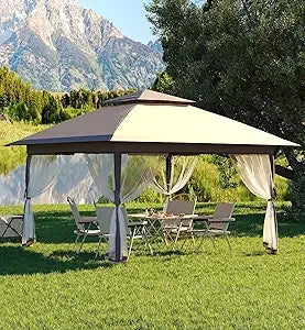13x13 Pop Up Gazebo with Mosquito Netting & UPF 50+ Waterproof Canopy Tent,Outdoor Patio Gazebo,Backyard Tent for Party,Wedding,
