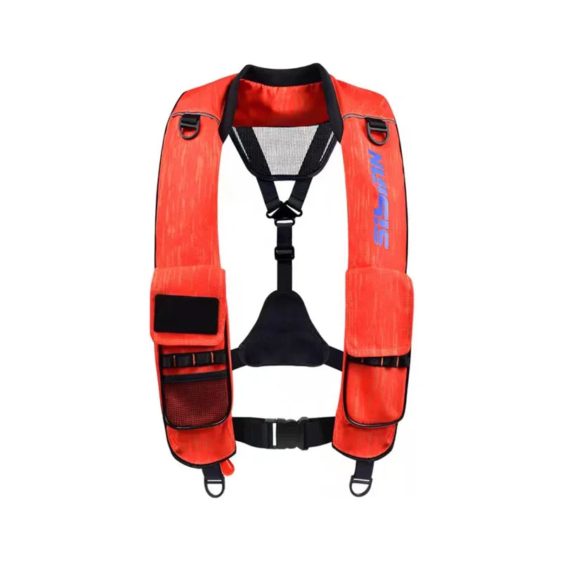 New Adult Inflatable Luya Fishing Life Jacket, Fast Auto Manual Inflatable Emergency Rescue Buoyancy Vest for Outdoor Swimming