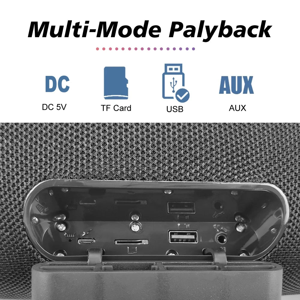 High Power Wireless Portable Speaker Waterproof Column For PC Bluetooth-compatible Speaker Subwoofer Boom Box Music Center TG187