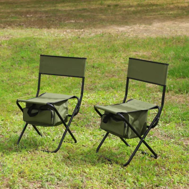 2 Piece Folding With Storage Bag Portable Chair For Indoor Outdoor Camping Picnics And Fishing Anti Slip Feet Versatile Use