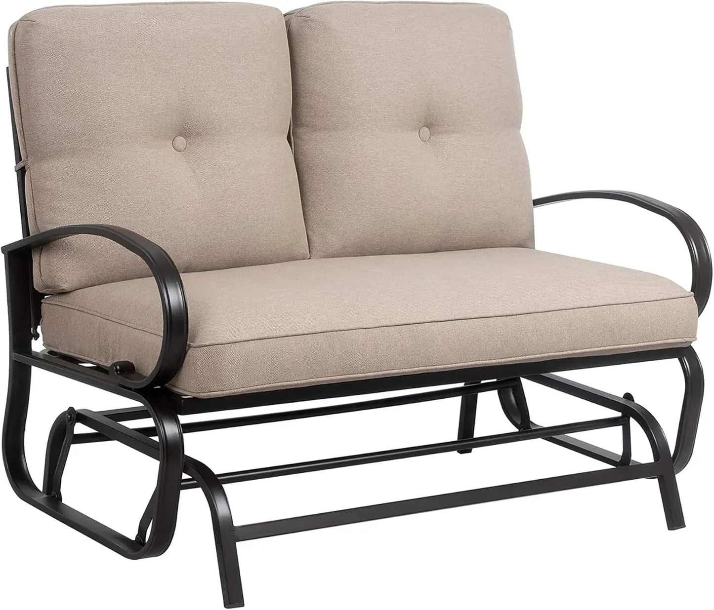 Outdoor Metal Swing Glider Bench – Steel Frame Loveseat for Patio, Garden & Porch with Comfortable Cushions for Relaxation