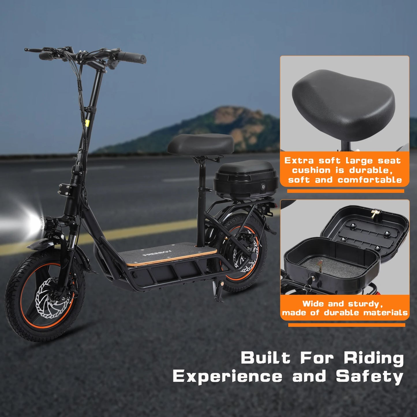 Electric Scooter  for Adults, 750W Motor Power, 48V 18Ah Battery, Load 330Lbs, Commuter Scooter with Box