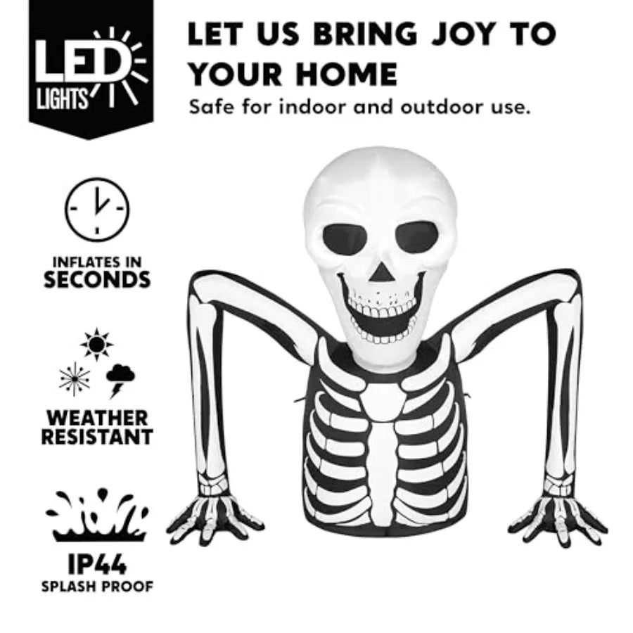 5.5 FT Long Halloween Inflatables Outdoor Decorations Skeleton with LED Lights for Yard and Garden Use Perfect for Outdoor Lawn