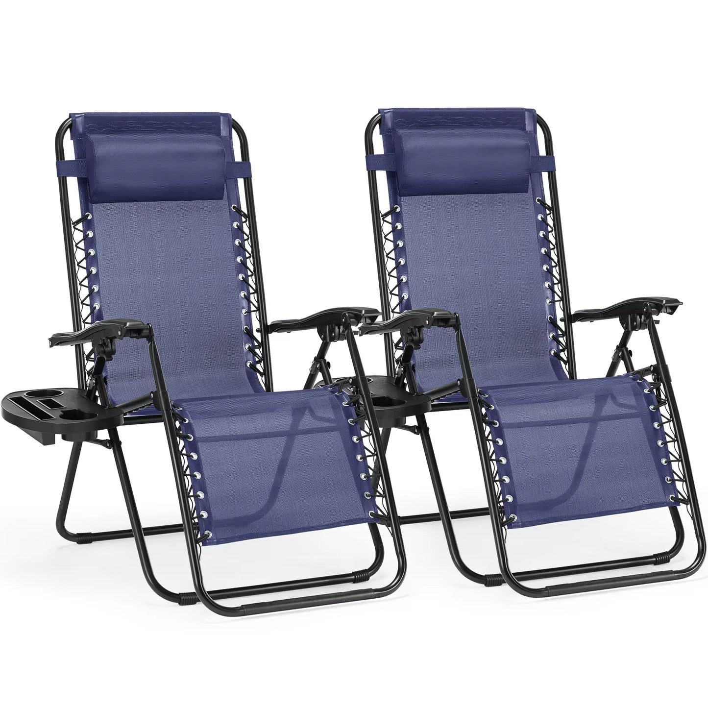 Zero Gravity Chairs 2 Pack, Foldable Outdoor Reclining Lounge Chairs with Headrest for Patio Lawn, Beige