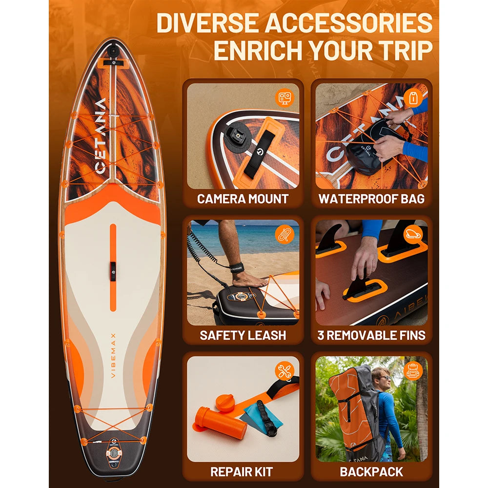 CETANA SUP Waterproof Inflatable Paddle Board 11'6'x35'x6' Standing Style Aquatic With Fishing Accessories SUB Board