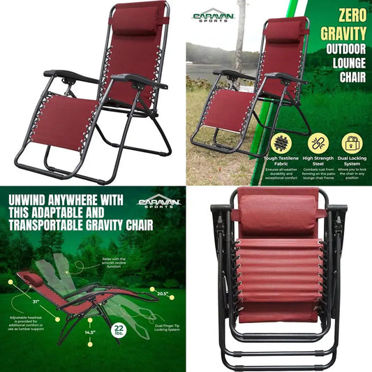 Outdoor Folding Recliner Chair for Camping, Lawn, Patio, and Pool - Zero Gravity, Portable, Adjustable for Adults