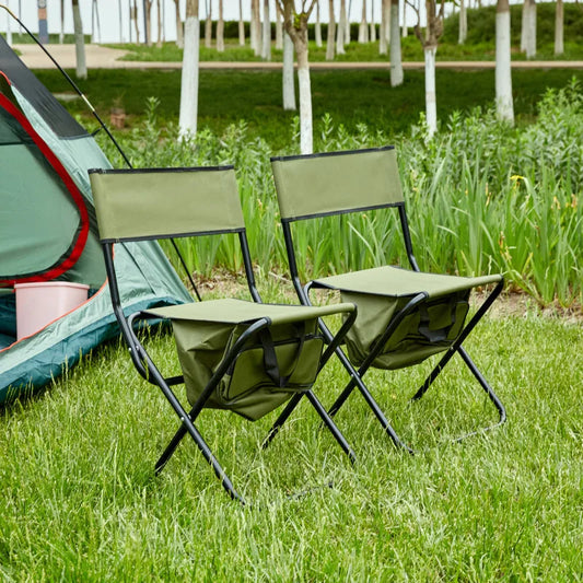 2 Piece Folding With Storage Bag Portable Chair For Indoor Outdoor Camping Picnics And Fishing Anti Slip Feet Versatile Use