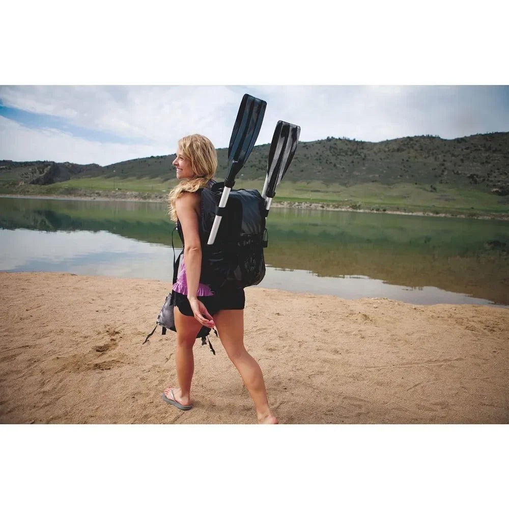 outdoors-Tool QuickPak K1 1-Person Inflatable Kayak, Kayak Folds into Backpack with 5-Minute Setup,21 Gauge PVC Construction,Blu