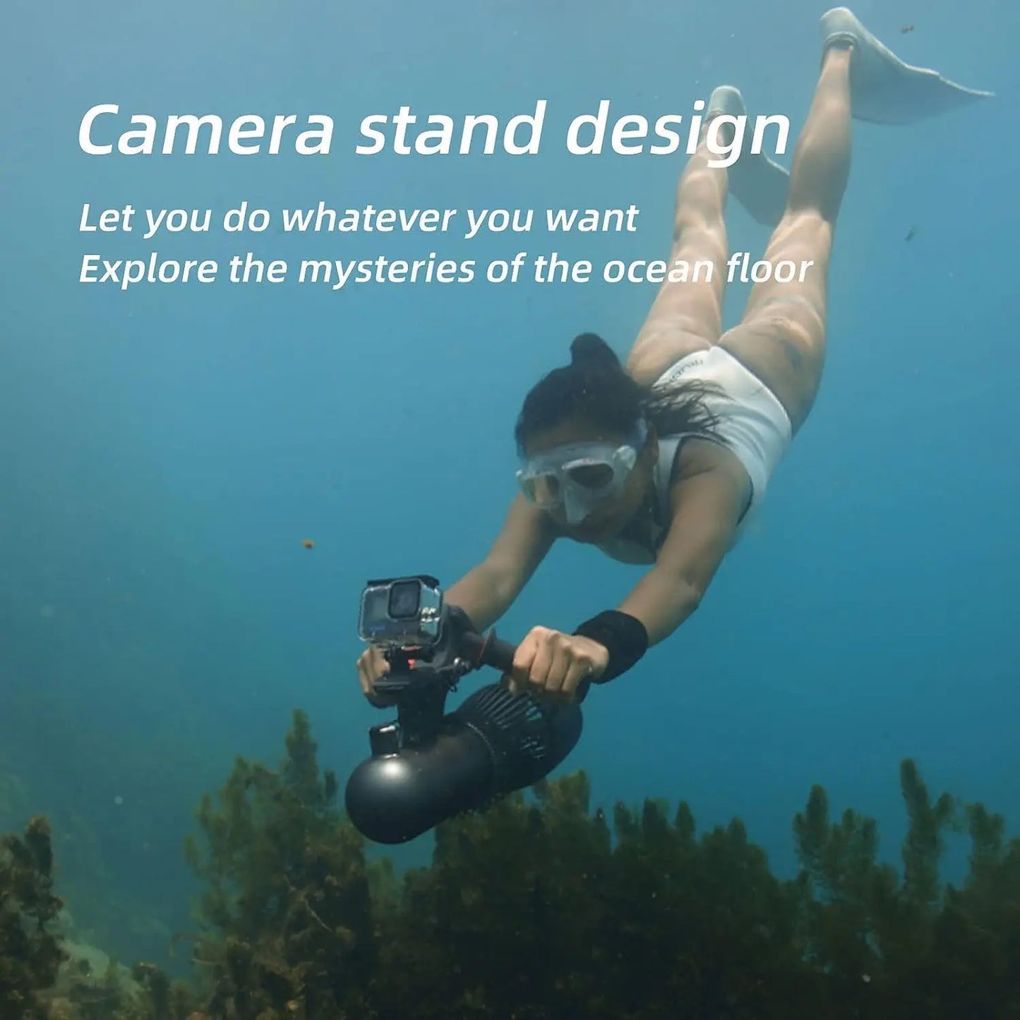 500W Electric Underwater Scooter,40M Free Diving Snorkeling Sea Scooter, Brushless Motor 60mins Removable Battery Water Scooter