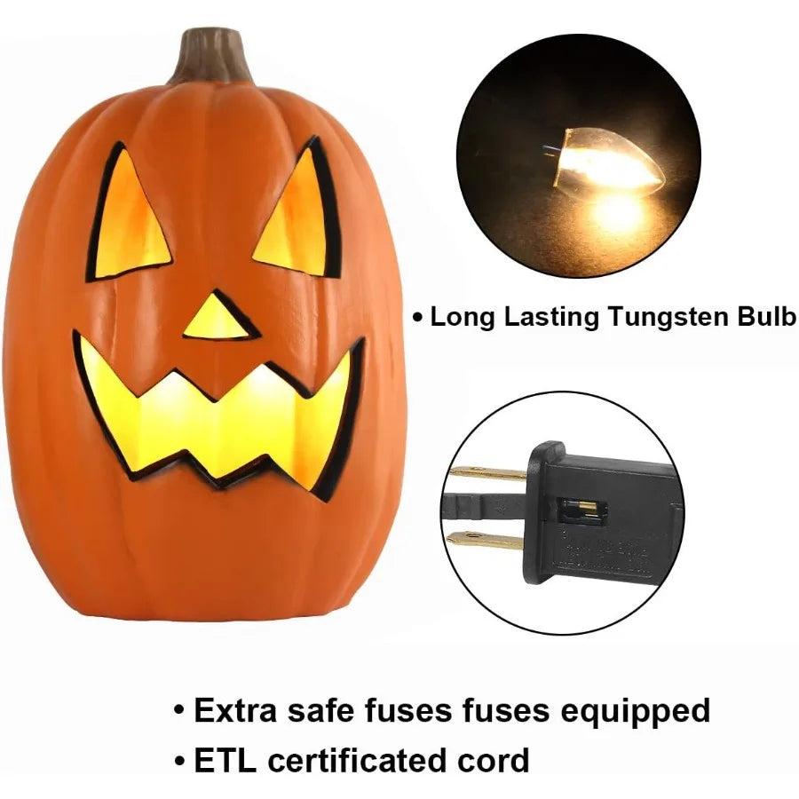 Halloween Jack o Lanterns Light Up Pumpkin Decorations with LED Bulb for Indoor and Outdoor Use 16in Large Lighted Pumpkin Deco