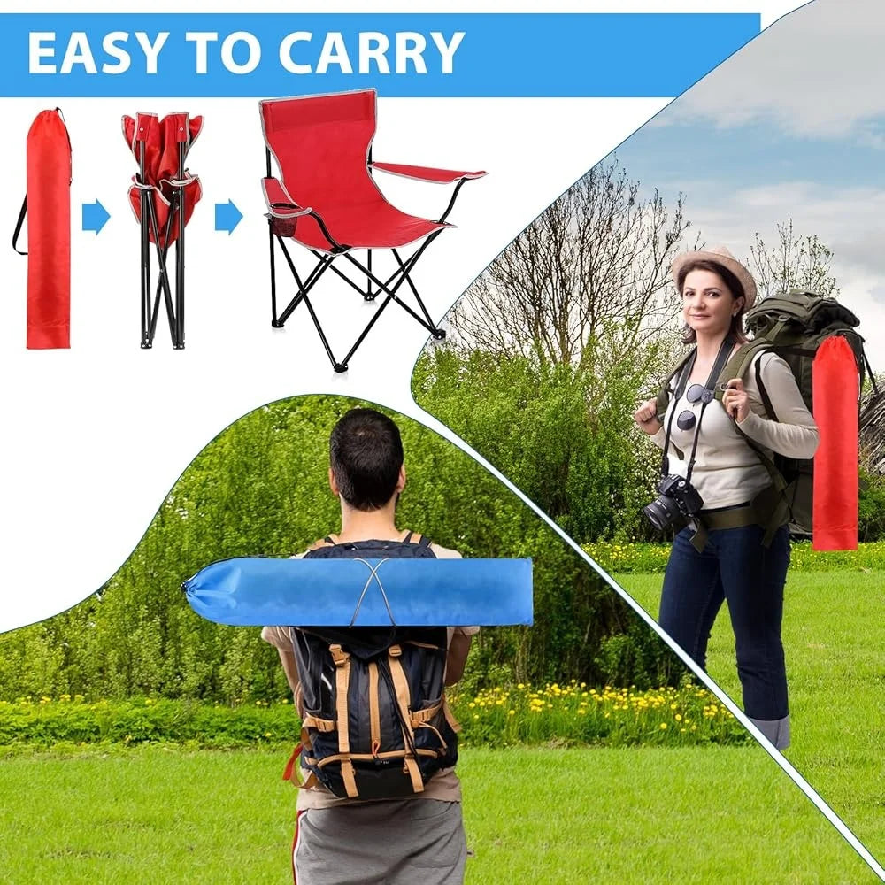 Folding Camping Chairs with Cupholder Portable Lightweight Collapsible Lawn Chairs with Carry Bag Mesh Side Pocket Outdoor