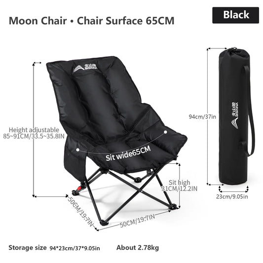 BISINNA Portable Camping Moon Chair High Back Folding Chair Backrest Adjustable Outdoor Leisure Hiking Fishing Picnic