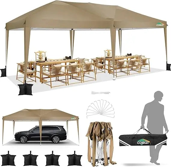 Canopy 10x20 Pop Up Canopy Tent 10x20ft Waterproof Easy Up Tents for Parties Wedding Outdoor Commercial Event Gazebo Portable I